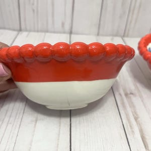 Vtg Anthropologie Baila Sun Stone Bowl 6" Hand Painted Design Flower Set of 2 image 3