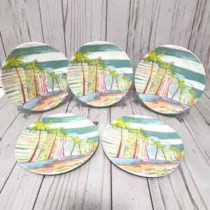 Blakely Made Anthropologie Melamin Salatteller Miami Beach Coastal 5er-Set Bild 1