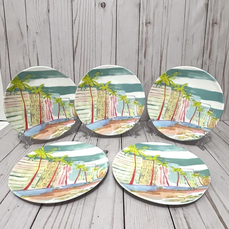 Blakely Made Anthropologie Melamin Salatteller Miami Beach Coastal 5er-Set Bild 2