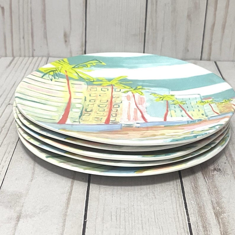 Blakely Made Anthropologie Melamin Salatteller Miami Beach Coastal 5er-Set Bild 6