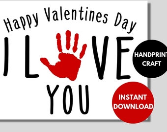 Valentine's Day Handprint Kid Craft, Baby Handprint Art, Valentine Gift for Mom, DIY Kids Craft, Valentines Day Printable DIGITAL DOWNLOAD