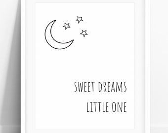 Sweet Dreams Little One Print, Minimalist PRINTABLE Wall Art, Baby Nursery Decor, Kid Bedroom Dream Quote, Baby Shower Gift DIGITAL DOWNLOAD