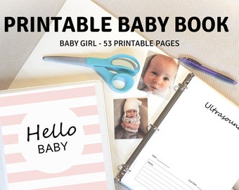 Girl Baby Memory Book, PRINTABLE Baby Book Pages, Girls Baby Journal, Baby Shower Gift for Baby Girl, Digital Baby Book pdf DIGITAL DOWNLOAD