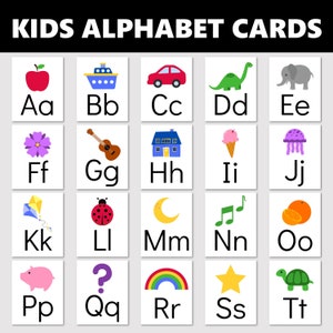 ABC Alphabet Flash Cards, Printable Kids Letters Card Set, Kid Preschool Toddler Classroom Gift, Educational Nursery Decor DIGITAL DOWNLOAD image 1