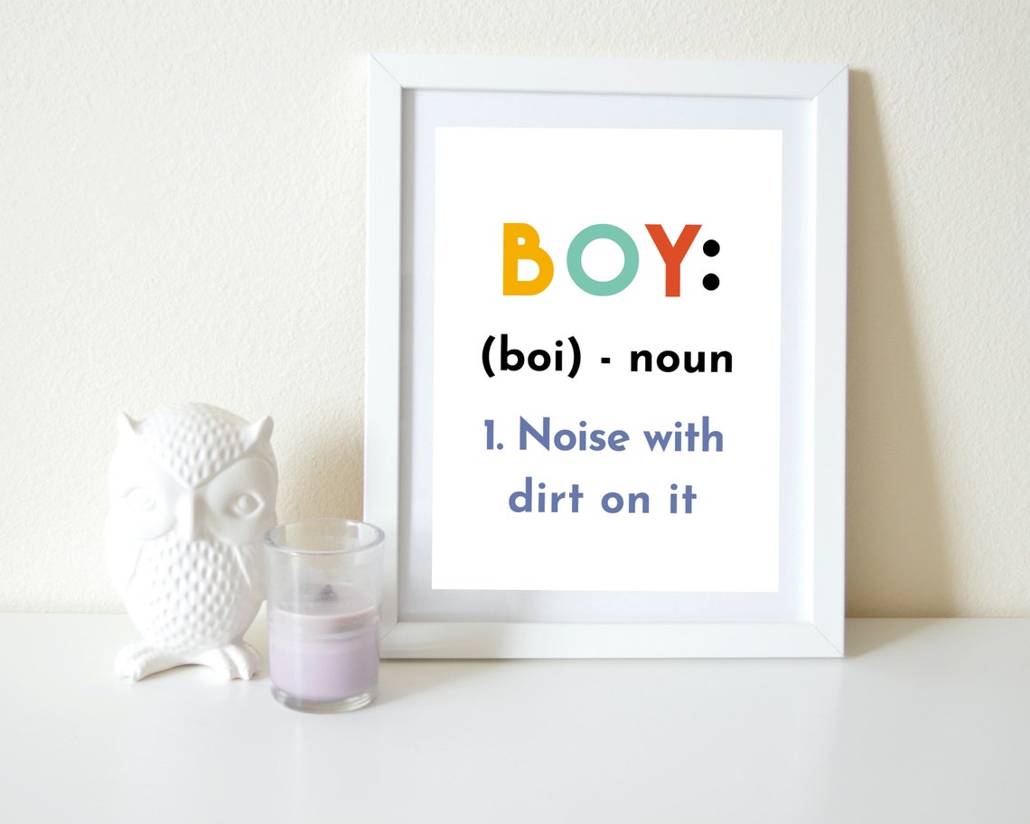 Boy Definition Print Funny Boys PRINTABLE Wall Art Colorful Etsy