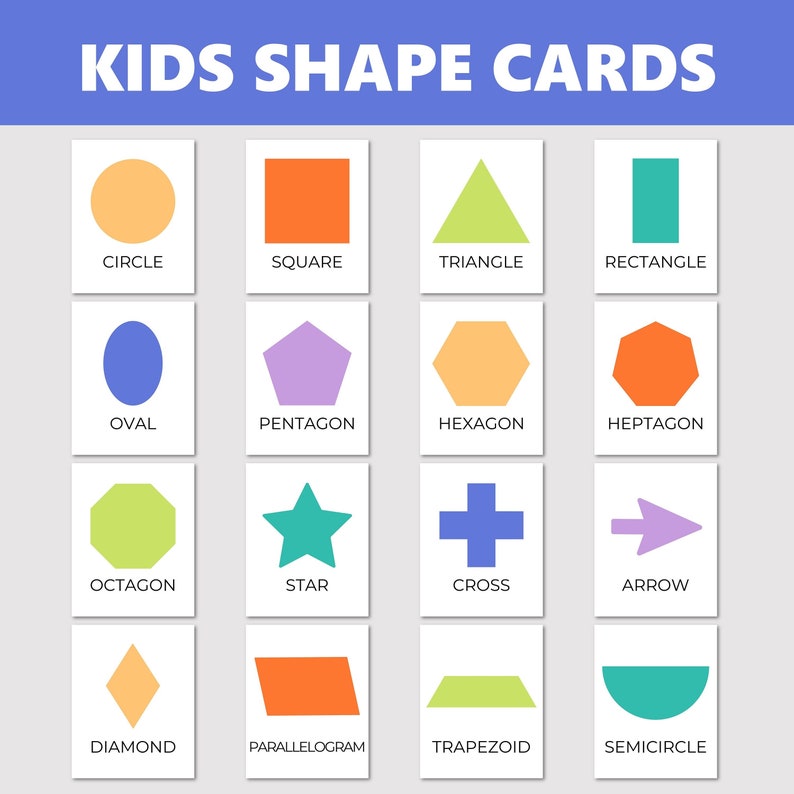 Shapes Flash Cards Printable Kids Shape Card Set Kid - Etsy
