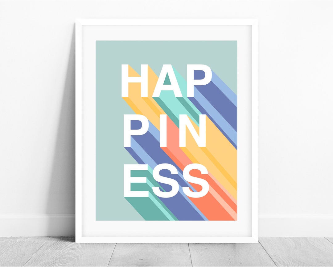 Happiness Print Happy PRINTABLE Wall Art Rainbow Color Kids Etsy UK