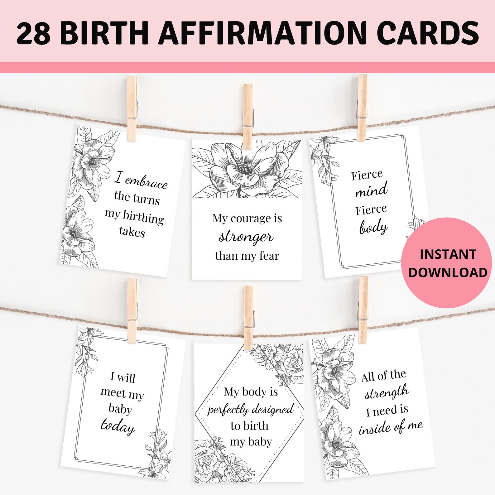 Birth Affirmation Cards PRINTABLE Birth Affirmations - Etsy