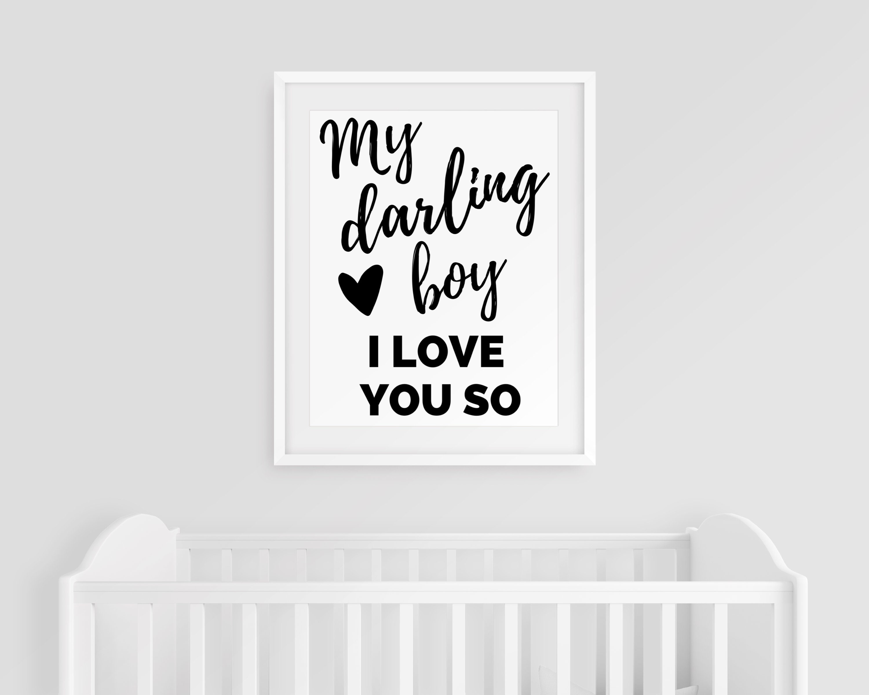 Baby Boy Nursery Wall Art Print My Darling Boy I Love You so Etsy