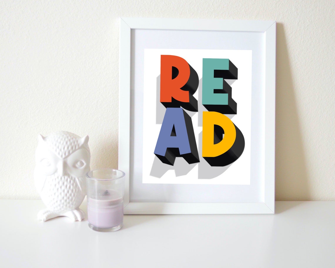 Read Print Reading PRINTABLE Wall Art Kids Playroom Poster Etsy