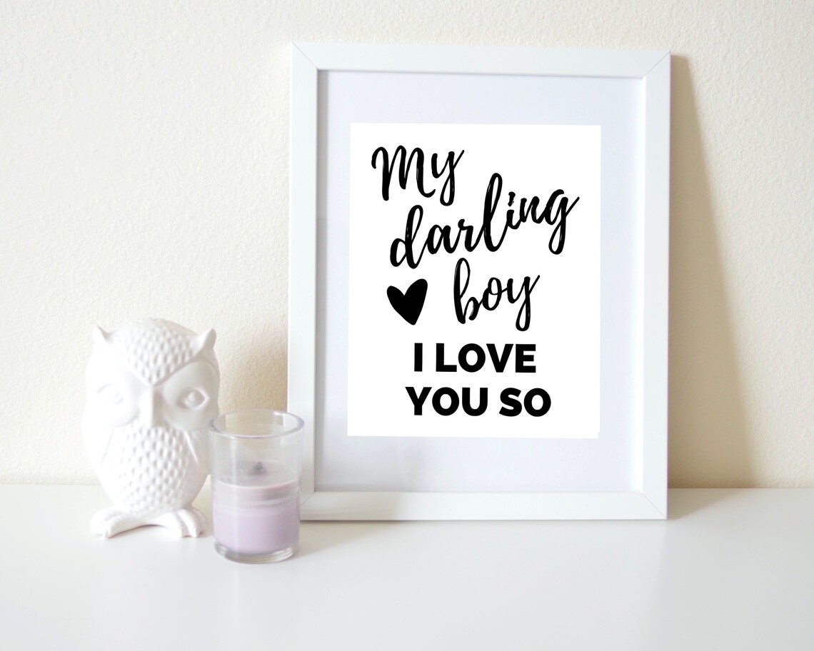 Baby Boy Nursery Wall Art Print My Darling Boy I Love You so Etsy