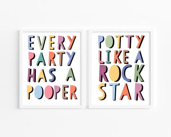 Funny Kids Bathroom PRINTABLE Wall Art Set of 2 Prints | Etsy