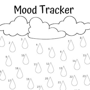 Mood Tracker Printable Kids Raindrop Mood Chart Journal - Etsy