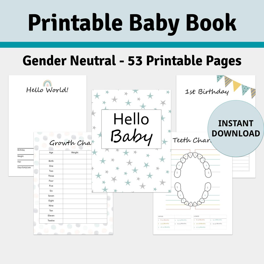 PRINTABLE Baby Journal, Baby Memory Book, Baby Book Pages, Digital Baby ...