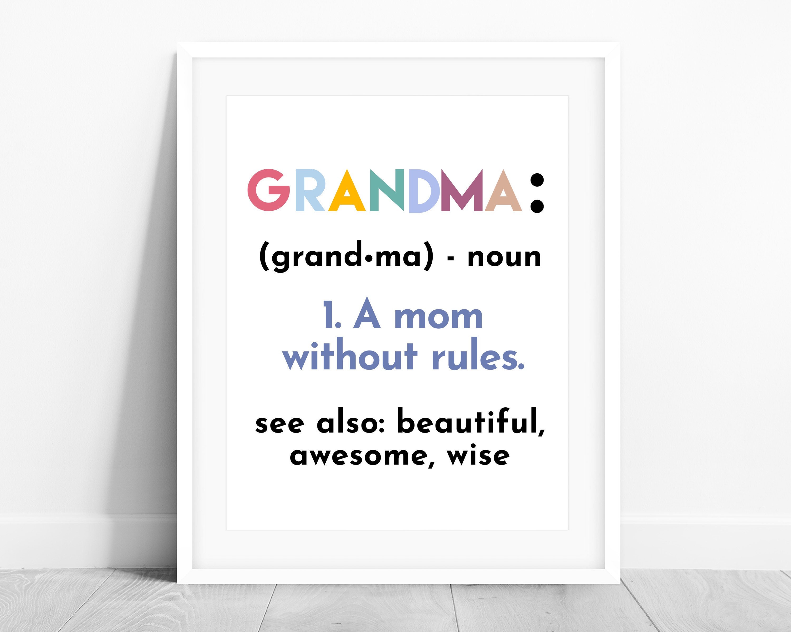 Colorful Grandma Definition Printable Wall Art Grandma Gift Etsy