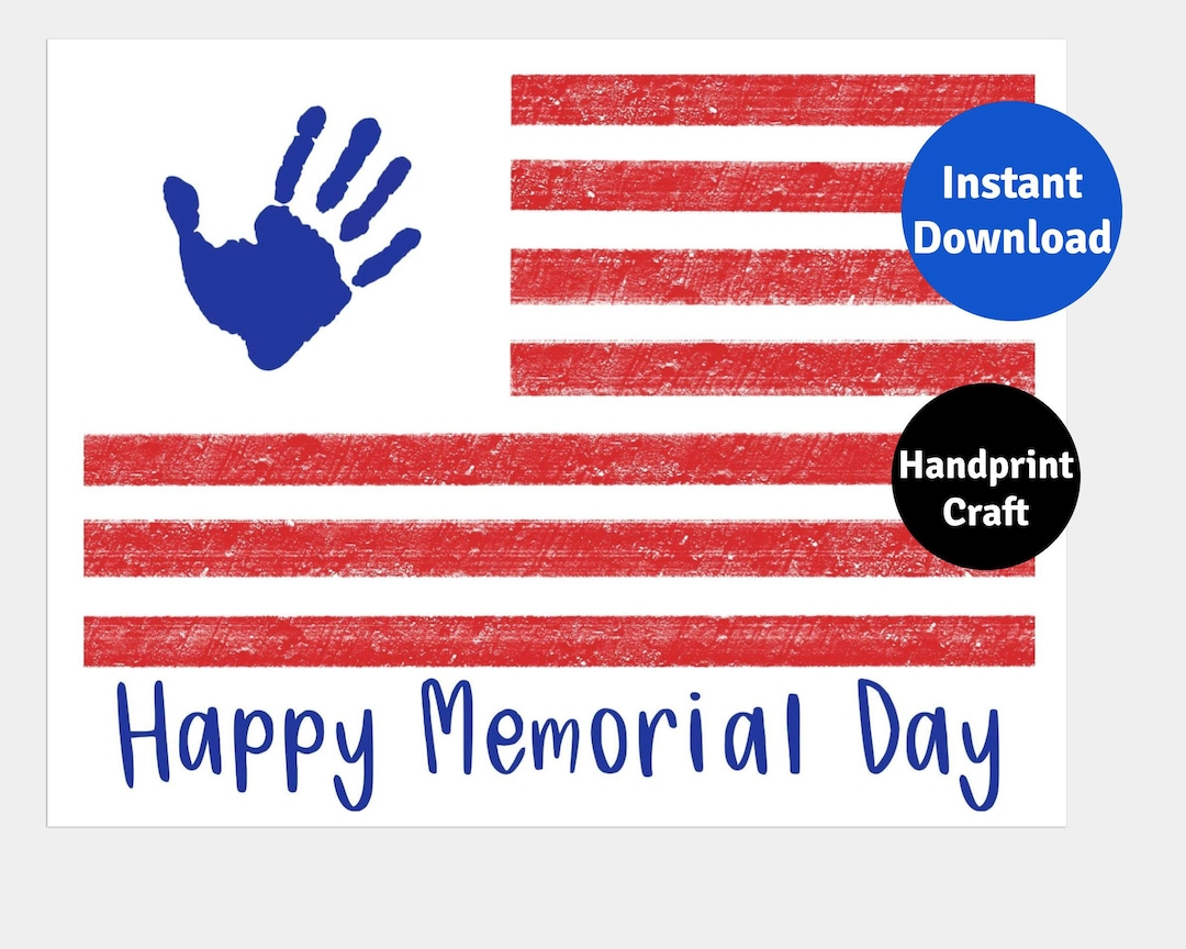 Memorial Day Handprint Kid Craft May Baby Handprint Art DIY