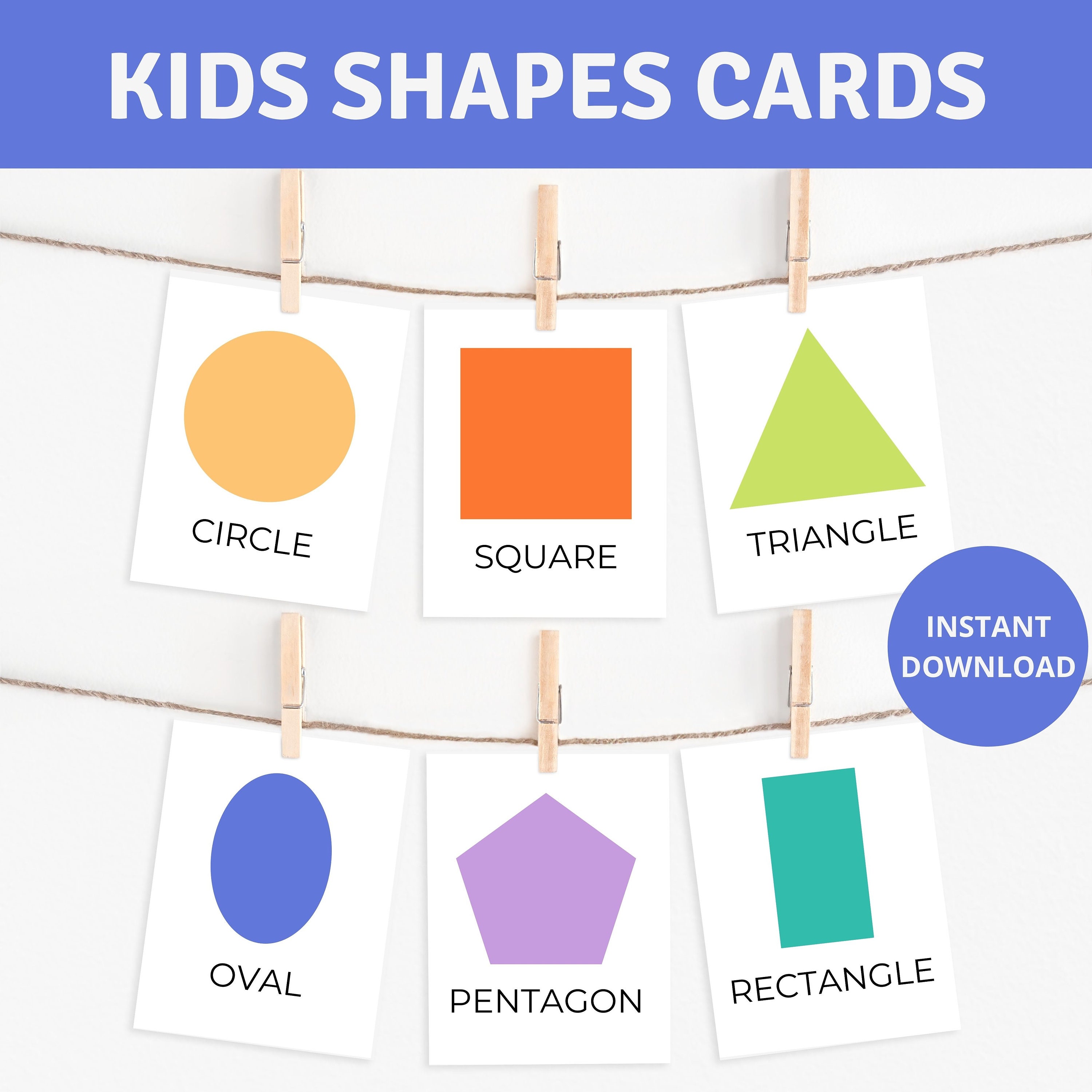 Shapes Flash Cards Printable Kids Shape Card Set Kid - Etsy