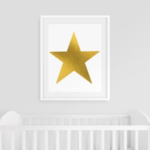 Gold Star Print, Gold Foil Star PRINTABLE Wall Art, Neutral Nursery ...