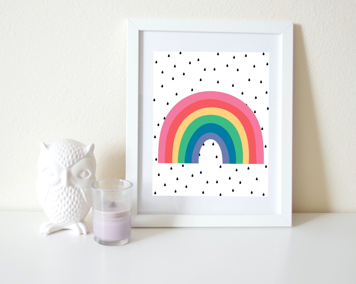 Pink Rainbow Nursery Print Rainbow PRINTABLE Wall Art Girls - Etsy