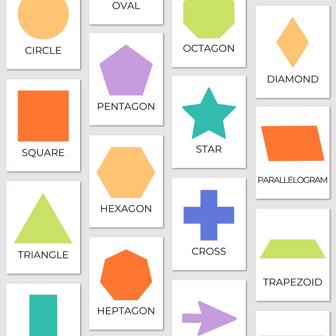 Shapes Flash Cards Printable Kids Shape Card Set Kid - Etsy