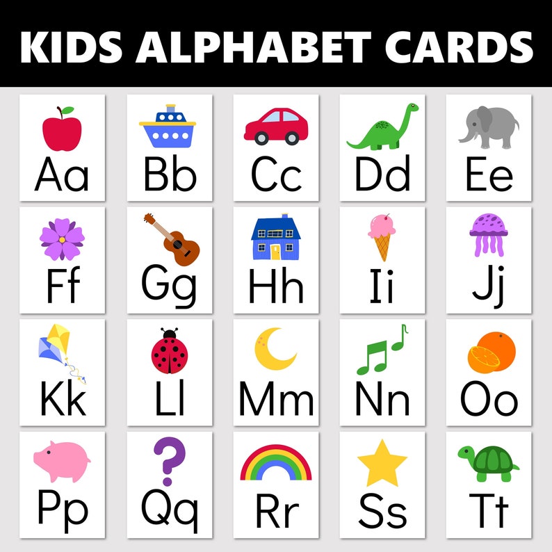 ABC Alphabet Flash Cards, Printable Kids Letters Card Set, Kid Preschool Toddler Classroom Gift, Educational Nursery Decor DIGITAL DOWNLOAD image 1