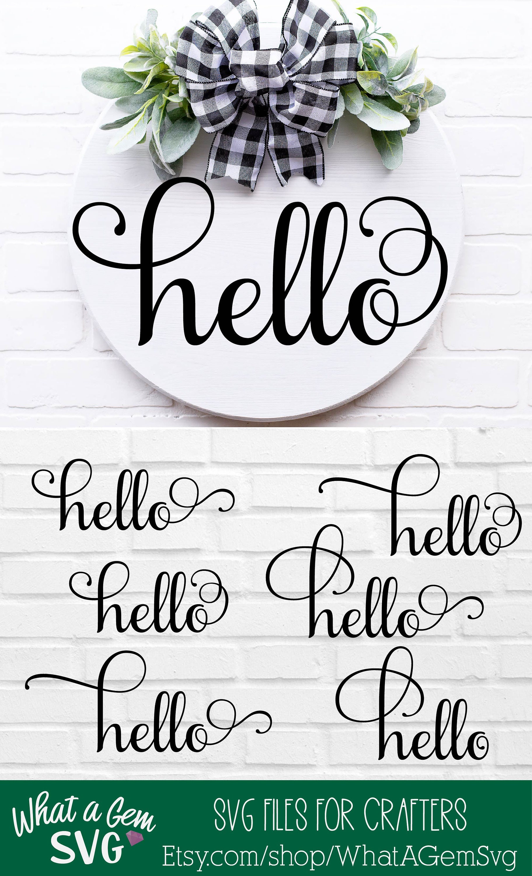 Sign SVG Hello Door Hanger SVG Front Door Decor Etsy