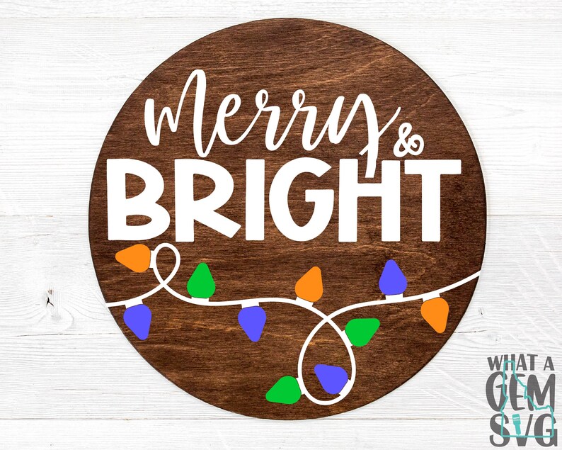 Merry and Bright SVG Merry and Bright Door Hanger - Etsy