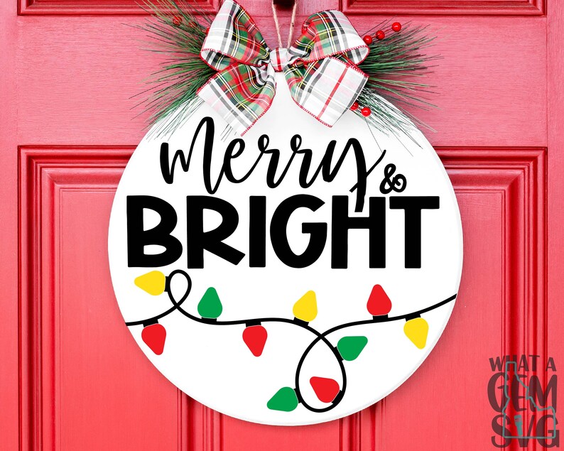 Merry and Bright SVG Merry and Bright Door Hanger - Etsy