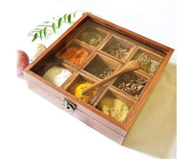 Rosewood Wooden Spice Box Wooden Spice Organizer Wooden 