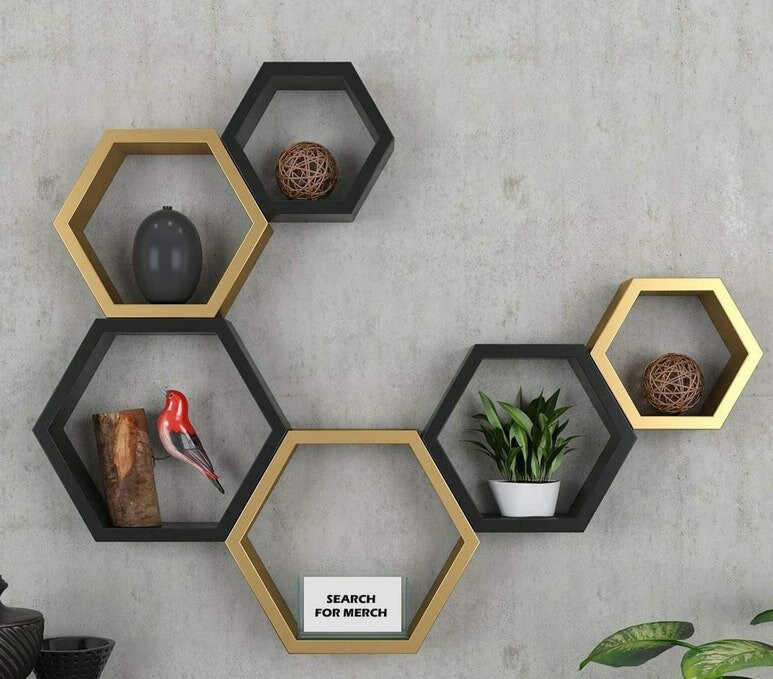 Wall Shelves Set of 6 /home Decor /gold and Black/gift / Home Etsy