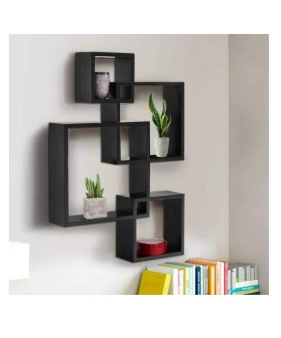 Greenco Decorative Wall Shelving 4 Cube Wall Shelf | Intersecting Wall  Cubes Mounted Floating Shelves | White Finish