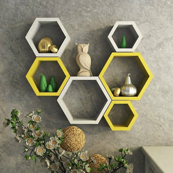 Hexagon Wall Shelf Etsy