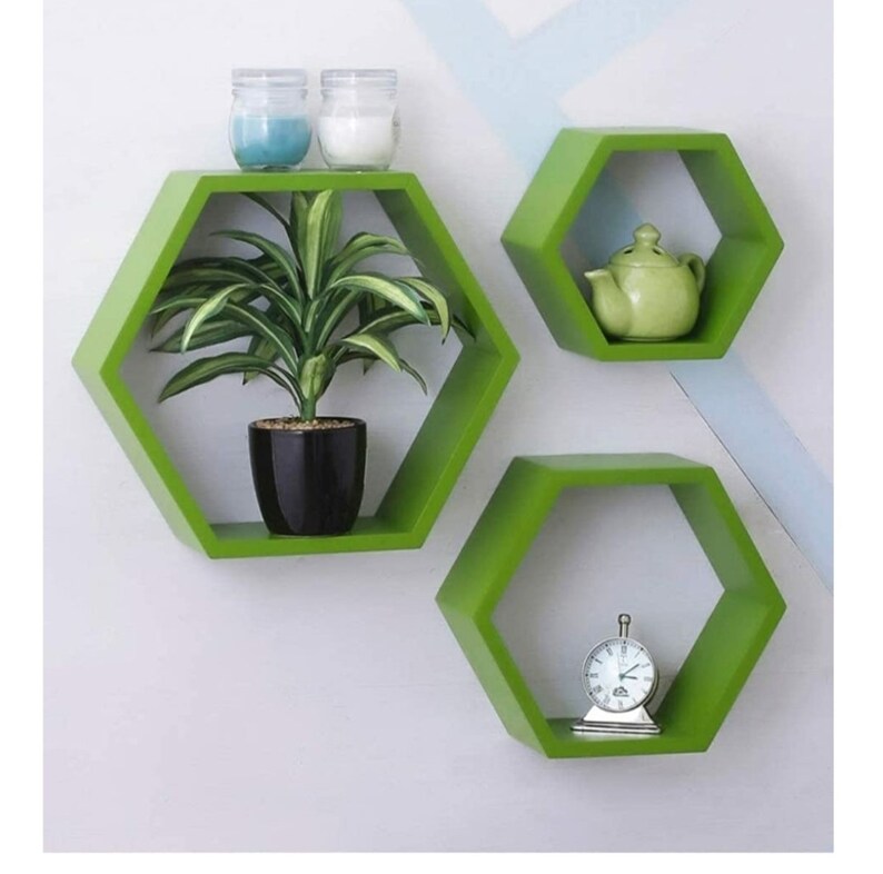 Hexagon Shelves Shelf Set of 3 Floating Hexagon Etsy