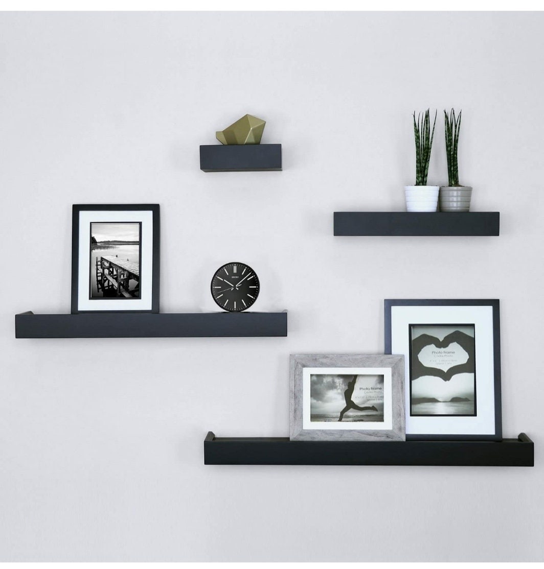 Handicrafts Wooden Wall Rack Shelves Black Set of 4 Home Etsy