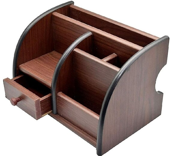 Multipurpose Office Desk Organizer polished Wooden Pen Stand Big