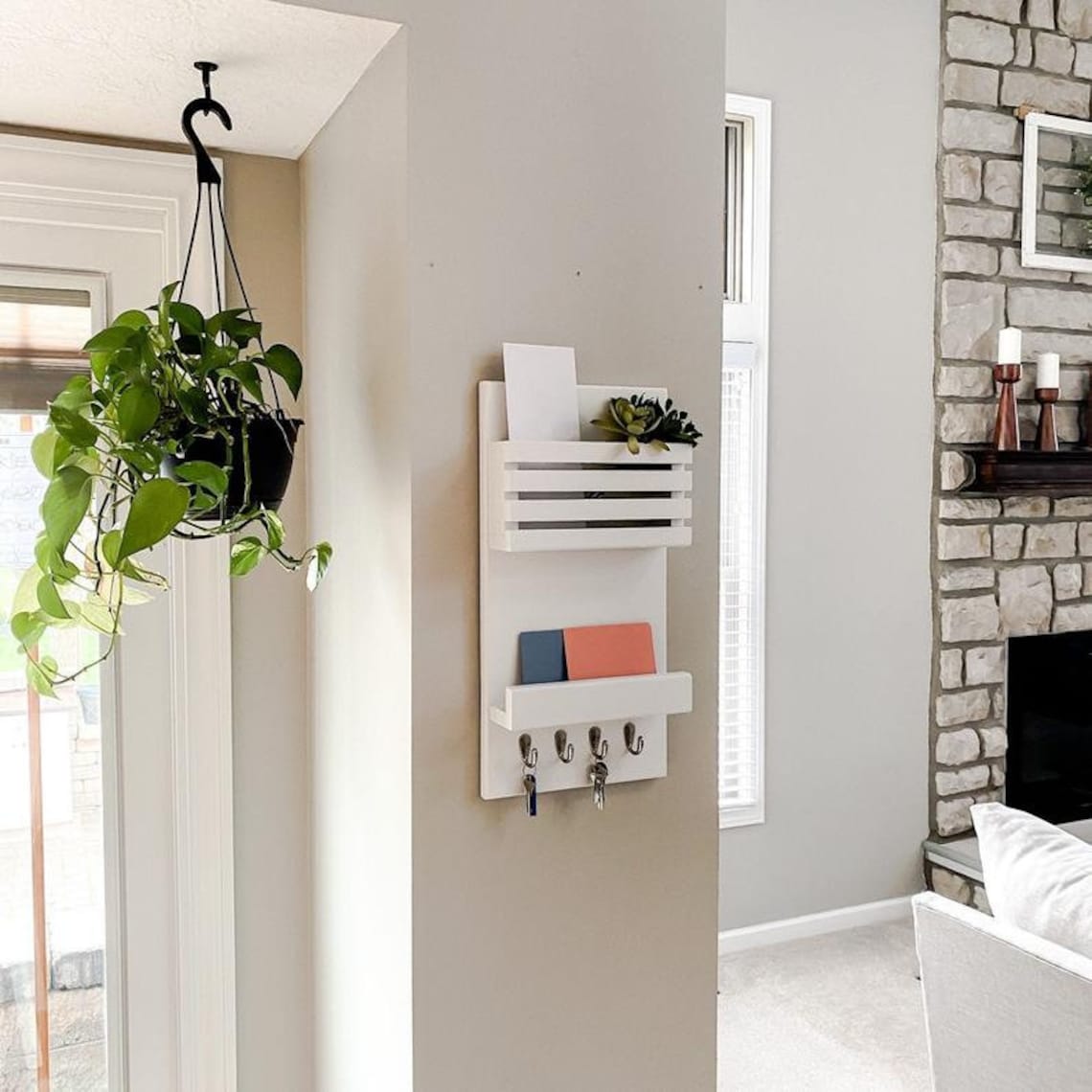 Mail Holder Mail and Key Holder Wall Organizer Entryway Etsy