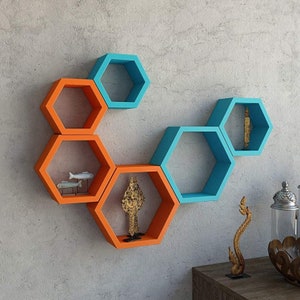 6 Hexagon shelves | FREE SHIPPING | Gifts for Her | Floating Shelf | Hexagon Shelf | Wall Shelf