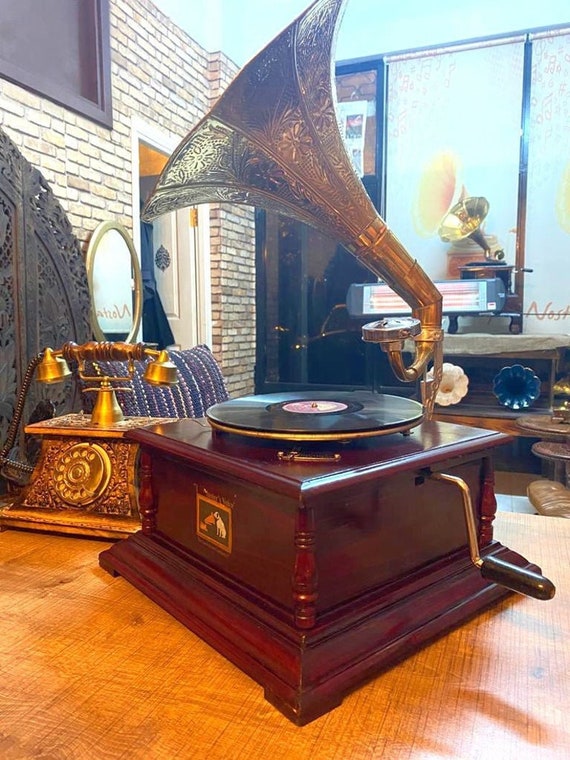 Buy HMV Gramophone Antique, Fully Functional Working Phonograpf, Win-up Record  Player, Handcrafted, Vintage, Special Price for ETSY Online in India - Etsy