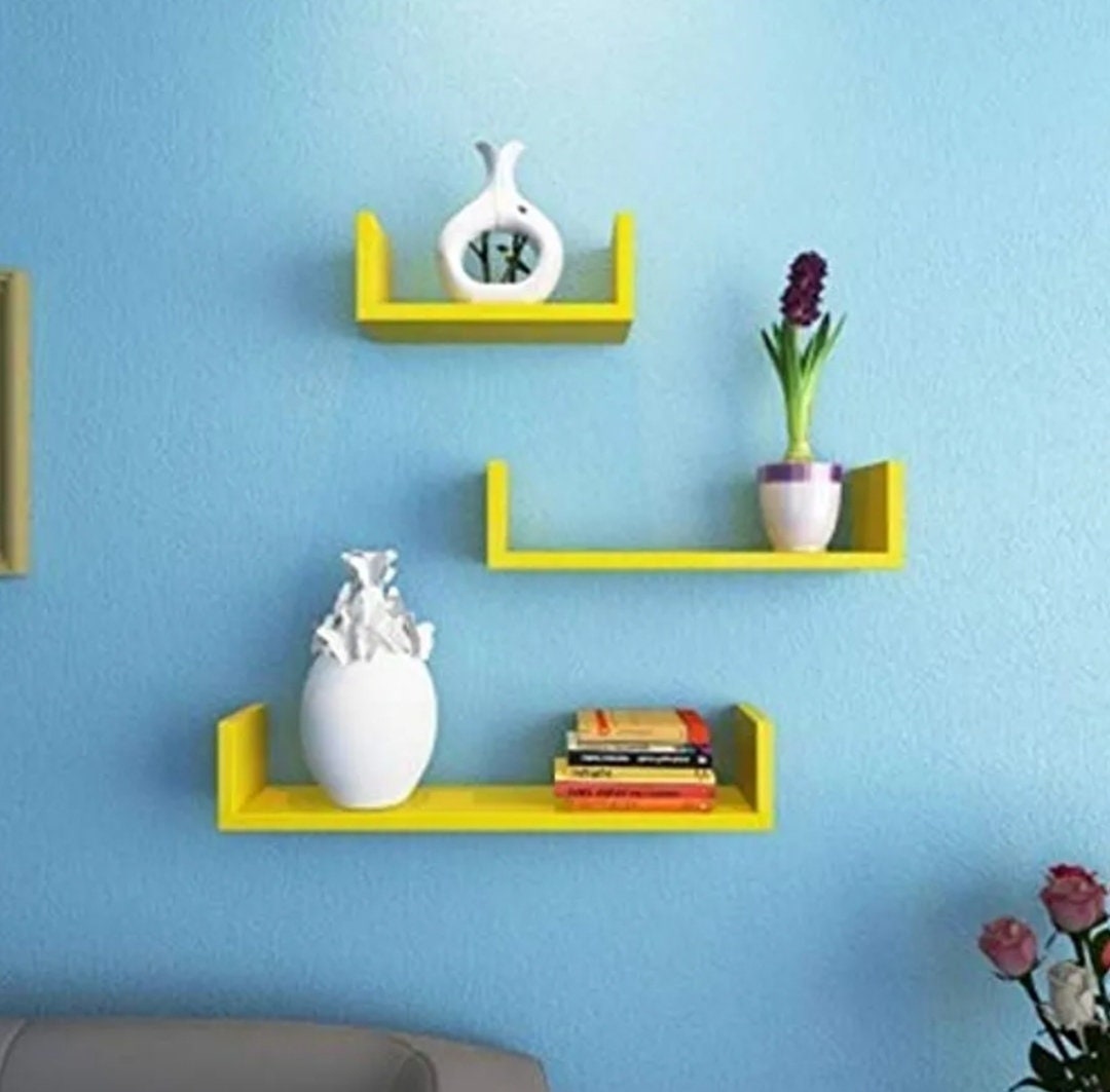 Handicrafts Wooden Wall Rack Shelves Black Set of 3 Shelves Etsy
