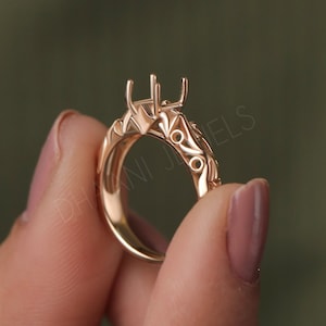 Vintage Style Sterling Silver Floral Band Semi Mount Ring