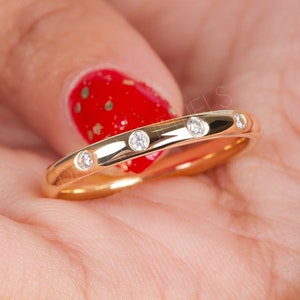 14K Gold Lab Grown Diamond Eternity Band: Flush Set Stacking Ring