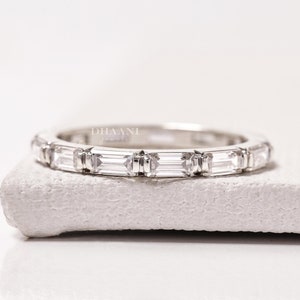 Jonc éternité Baguette Moissanite : Bagues superposables en argent sterling