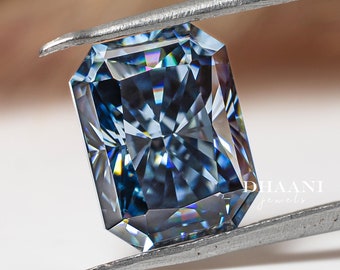 Radiant Cut Blue Moissanite: 2.00 CT Loose Gemstone