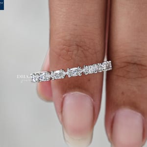 Marquise Moissanite Eternity Band: 14K Gold Wedding Ring