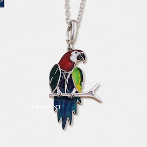 Colorful Enamel Tropic Macaws Parrot Necklace Bird Pendant For Women, Charm Necklace, Parrot Animal Lover Necklace Fashion Jewelry Gifts