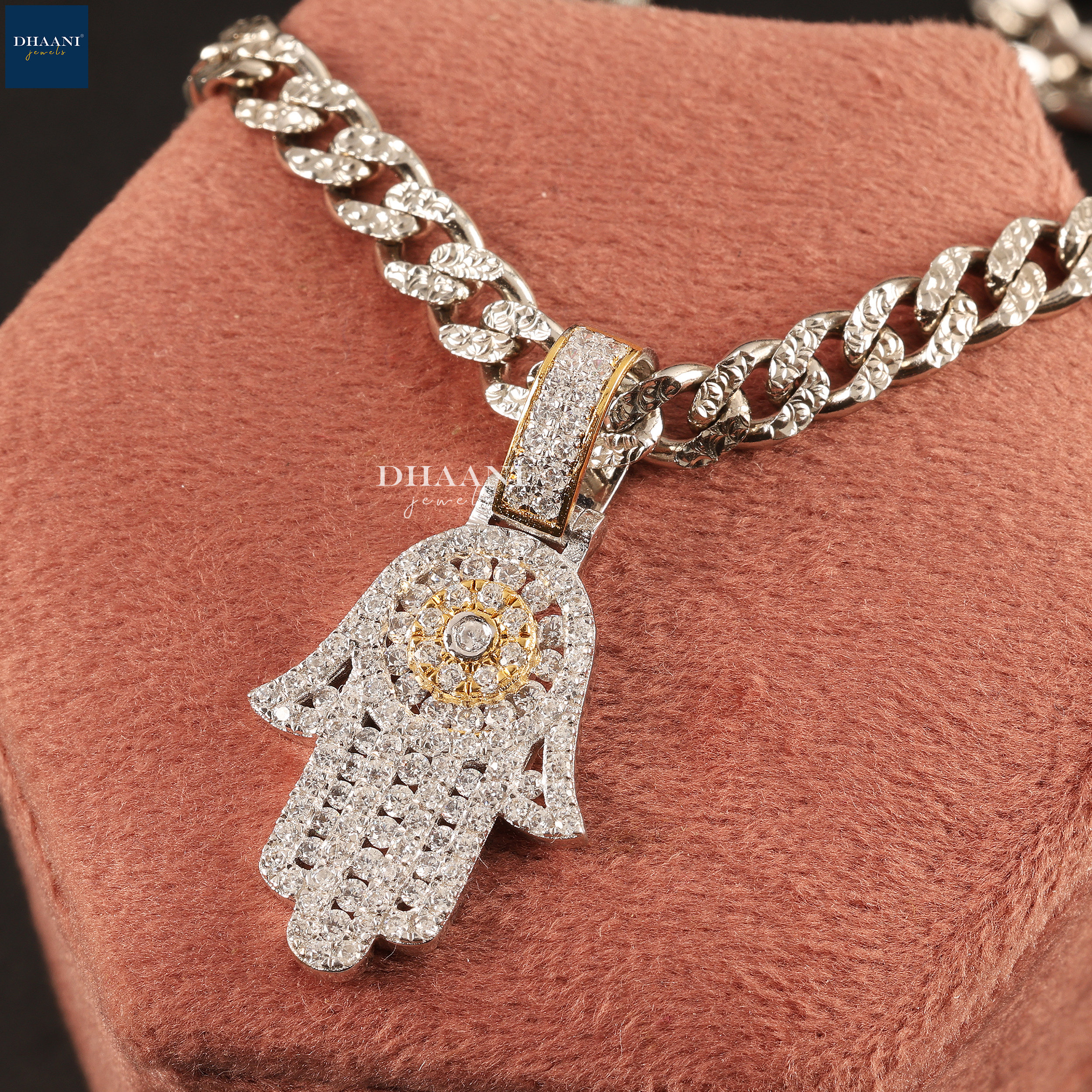 Iced Out Hand Fatima Anhänger Aus Sterlingsilber - Silber Paradies