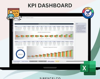 Modelo de Excel para Painel de KPIs de DevOps | Acompanhe e analise métricas de DevOps | Desempenho mensal e acumulado | Gráficos dinâmicos | Fácil de usar