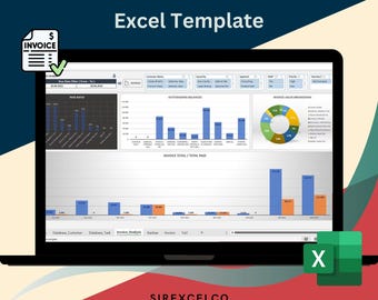 Advanced Invoice Tracker Excel Template,Invoice Tracking Spreadsheet, Sales Analysis Template, Printable Spreadsheet, Invoice Spreadsheet