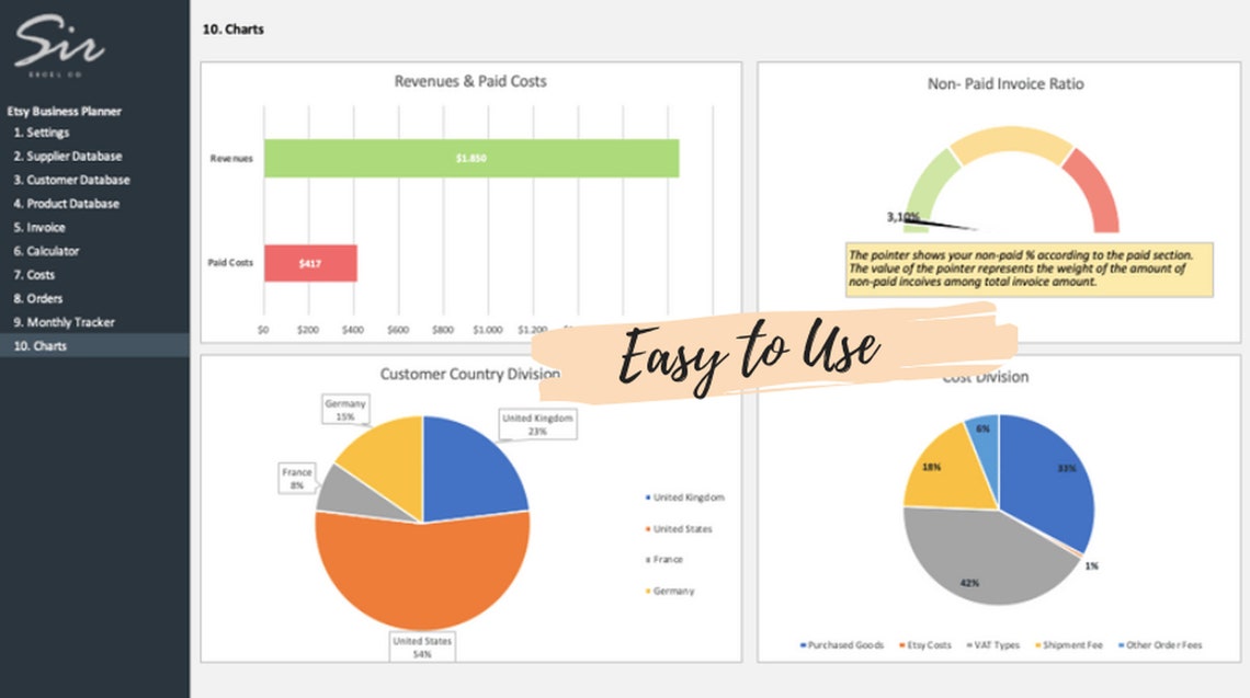 Business Planner Excel Template, Etsy Shop Planner Sheet Template ...