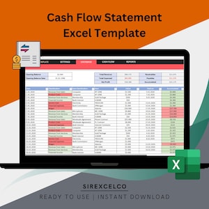Cash Flow Statement Excel Template | Track Income, Expenses, Financial Balance, Profit and Loss, Balance Sheet, Accounting for business image 1